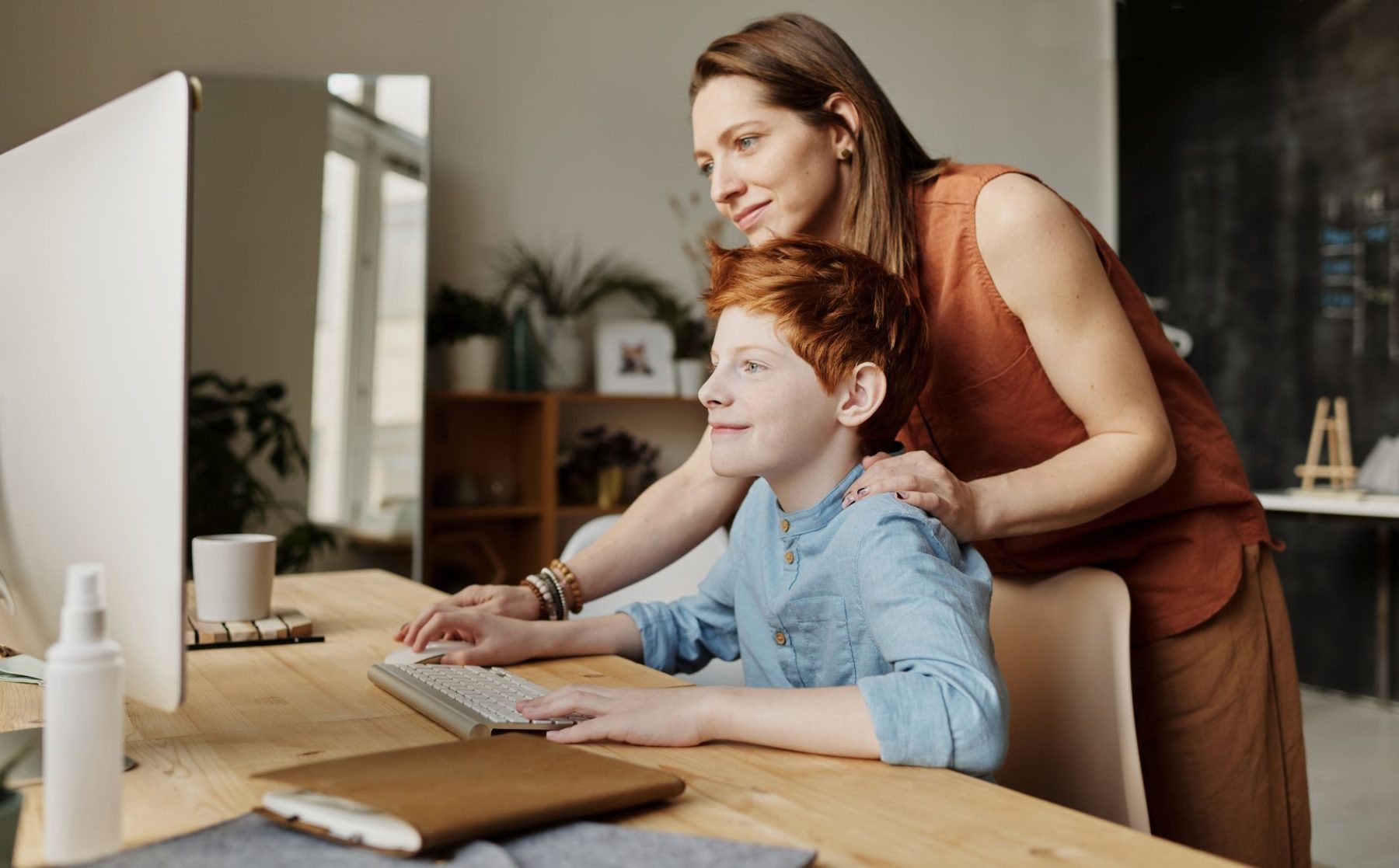 Parent and child preparing before homeschooling